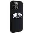 DKNY Husa Liquid Silicone White Printed Logo MagSafe iPhone 15 Pro Max Negru