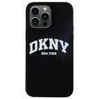 DKNY Husa Liquid Silicone White Printed Logo MagSafe iPhone 15 Pro Negru