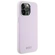 DKNY Husa Liquid Silicone Small Metal Logo MagSafe iPhone 14 Pro Roz