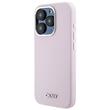 DKNY Husa Liquid Silicone Small Metal Logo MagSafe iPhone 15 Pro Roz
