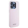 DKNY Husa Liquid Silicone Small Metal Logo MagSafe iPhone 15 Pro Roz