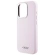 DKNY Husa Liquid Silicone Small Metal Logo MagSafe iPhone 15 Pro Roz