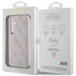 Guess Husa 4G Leather Metal Logo MagSafe Samsung Galaxy S24 Roz