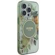 Guess Husa Flower & Tonal Circle MagSafe iPhone 16 Pro Verde