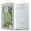Guess Husa Glitter Flowers Triangle Buttons MagSafe iPhone 16 Pro Verde
