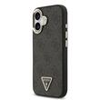 Guess Husa Leather 4G Triangle Logo Gold Frame MagSafe iPhone 17 Negru