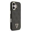 Guess Husa Leather 4G Triangle Logo Gold Frame MagSafe iPhone 17 Negru