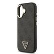 Guess Husa Leather 4G Triangle Logo Gold Frame MagSafe iPhone 17 Negru