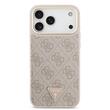 Guess Husa Leather 4G Triangle Logo Gold Frame MagSafe iPhone 17 Pro Max Roz