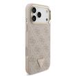 Guess Husa Leather 4G Triangle Logo Gold Frame MagSafe iPhone 17 Pro Max Roz