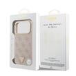 Guess Husa Leather 4G Triangle Logo Gold Frame MagSafe iPhone 17 Pro Max Roz