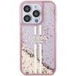 Guess Husa Liquid Glitter Gold Stripe iPhone 15 Pro Roz