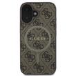 Guess Husa PU Leather 4G Colored Ring MagSafe iPhone 16 Maro