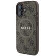 Guess Husa PU Leather 4G Colored Ring MagSafe iPhone 16 Maro