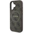 Guess Husa PU Leather 4G Colored Ring MagSafe iPhone 16 Maro