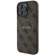 Guess Husa PU Leather 4G Colored Ring MagSafe iPhone 16 Pro Maro