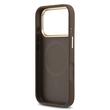 Guess Husa PU Leather 4G Gold Frame MagSafe iPhone 17 Pro Maro