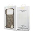Guess Husa PU Leather 4G Gold Frame MagSafe iPhone 17 Pro Maro