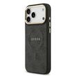 Guess Husa PU Leather 4G Gold Frame MagSafe iPhone 17 Pro Max Negru