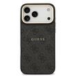 Guess Husa PU Leather 4G Gold Frame MagSafe iPhone 17 Pro Negru