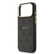 Guess Husa PU Leather 4G Gold Frame MagSafe iPhone 17 Pro Negru