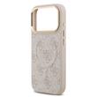 Guess Husa PU Leather 4G Gold Frame MagSafe iPhone 17 Pro Roz