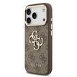 Guess Husa PU Leather 4G Metal Logo Gold Frame iPhone 17 Pro Max Maro