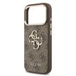 Guess Husa PU Leather 4G Metal Logo Gold Frame iPhone 17 Pro Max Maro
