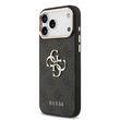 Guess Husa PU Leather 4G Metal Logo Gold Frame iPhone 17 Pro Max Negru