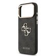 Guess Husa PU Leather 4G Metal Logo Gold Frame iPhone 17 Pro Max Negru