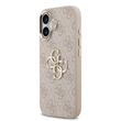 Guess Husa PU Leather 4G Metal Logo Gold Frame iPhone 17 Roz