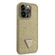 Guess Husa Rhinestones Triangle Metal Logo iPhone 14 Pro Auriu