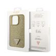 Guess Husa Rhinestones Triangle Metal Logo iPhone 14 Pro Auriu
