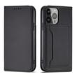 Lemontti Husa Book Magnet Card iPhone 14 Pro, cu suport portofel, Negru