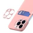 Lemontti Husa Leather Stand iPhone 14 Pro Roz, cu suport pentru card