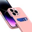 Lemontti Husa Leather Stand iPhone 14 Pro Roz, cu suport pentru card