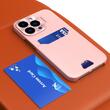 Lemontti Husa Leather Stand iPhone 14 Pro Roz, cu suport pentru card