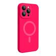 Lemontti Husa Liquid Silicon MagCharge iPhone 15 Pro Max Roz Neon (protectie 360°, material fin, captusit cu microfibra)