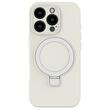 Lemontti Husa Liquid Silicon MagSafe iPhone 16 Pro, cu suport, Alb