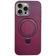 Lemontti Husa Piele MagSafe cu inel stand iPhone 15 Pro Max Visiniu