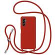 Lemontti Husa Silicon cu Snur Samsung Galaxy A14 5G Rosu (protectie 360°, material fin, captusit cu microfibra)