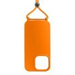 Lemontti Husa Silicon cu Snur iPhone 14 Portocaliu (protectie 360°, material fin, captusit cu microfibra)
