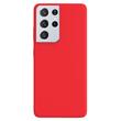 Lemontti Husa Liquid Silicon Samsung Galaxy S21 Ultra Red (protectie 360°, material fin, captusit cu microfibra)