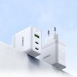 Duzzona Incarcator Retea GaN Fast Charging USB, 2x Type-C, 65W Alb