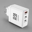 Lemontti Incarcator Retea GaN 2x Type-C si 1x USB-A, 65W, Fast Charge, EU Plug, Alb