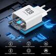 Lemontti Incarcator Retea GaN 2x Type-C si 1x USB-A, 65W, Fast Charge, EU Plug, Alb