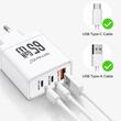Lemontti Incarcator Retea GaN 2x Type-C si 1x USB-A, 65W, Fast Charge, EU Plug, Alb