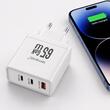 Lemontti Incarcator Retea GaN 2x Type-C si 1x USB-A, 65W, Fast Charge, EU Plug, Alb