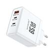 Lemontti Incarcator Retea GaN 2x Type-C si 1x USB-A, 65W, Fast Charge, EU Plug, Alb