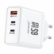 Lemontti Incarcator Retea GaN 2x Type-C si 1x USB-A, 65W, Fast Charge, EU Plug, Alb